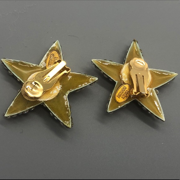 Richard Kerr vintage Starfish Aurora Borealis crystals clip on earrings - Picture 7 of 9